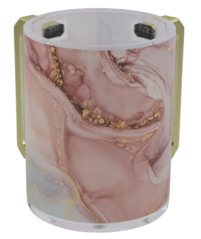 Gold And Pink Marble Lucite Washing Cup with Gold Handles