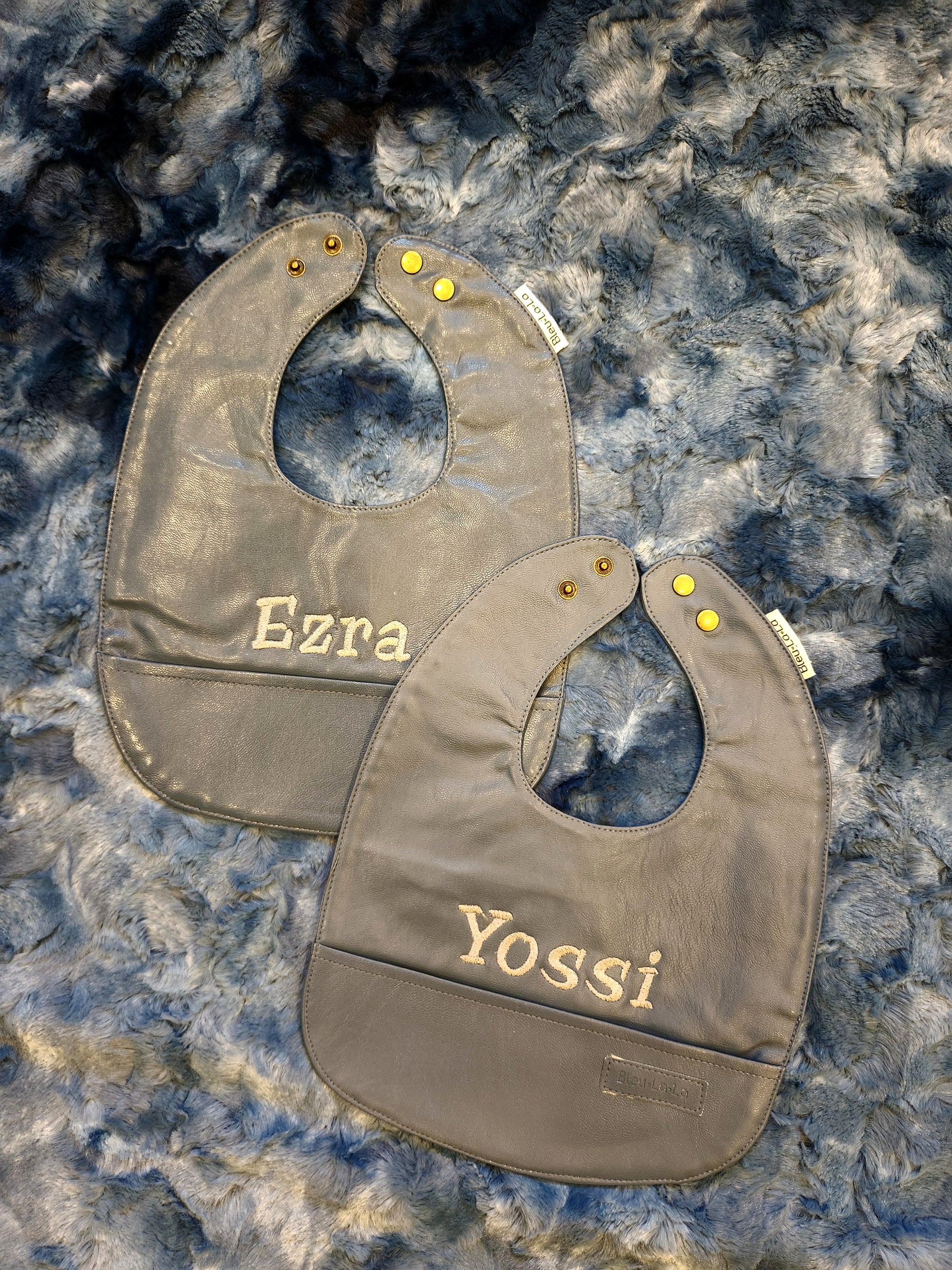 Steel Blue Leather Bib