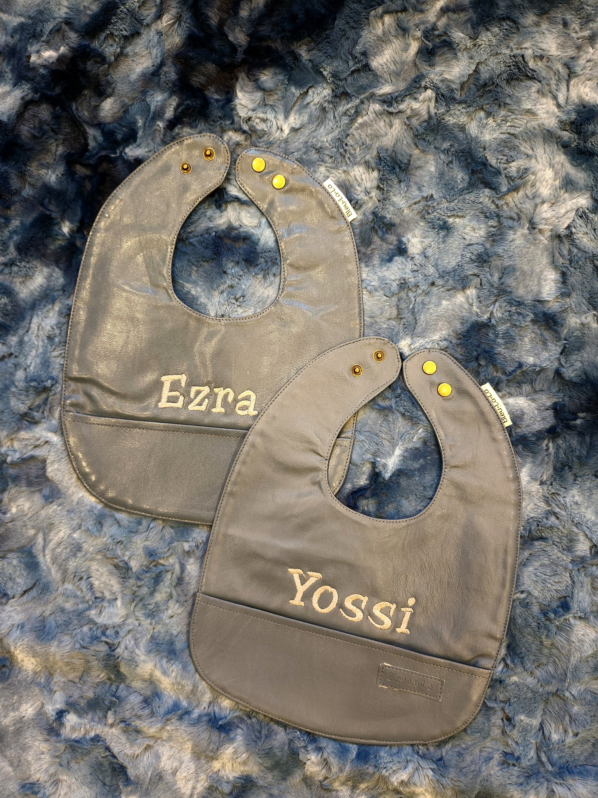 Steel Blue Leather Bib