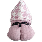 Houndstooth Mauve Pink Girls Hooded Towel