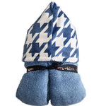 Houndstooth Cobalt Blue Boys Hooded Towel