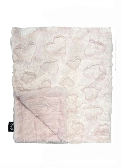 Frosted Hearts Mauve Minky Blanket