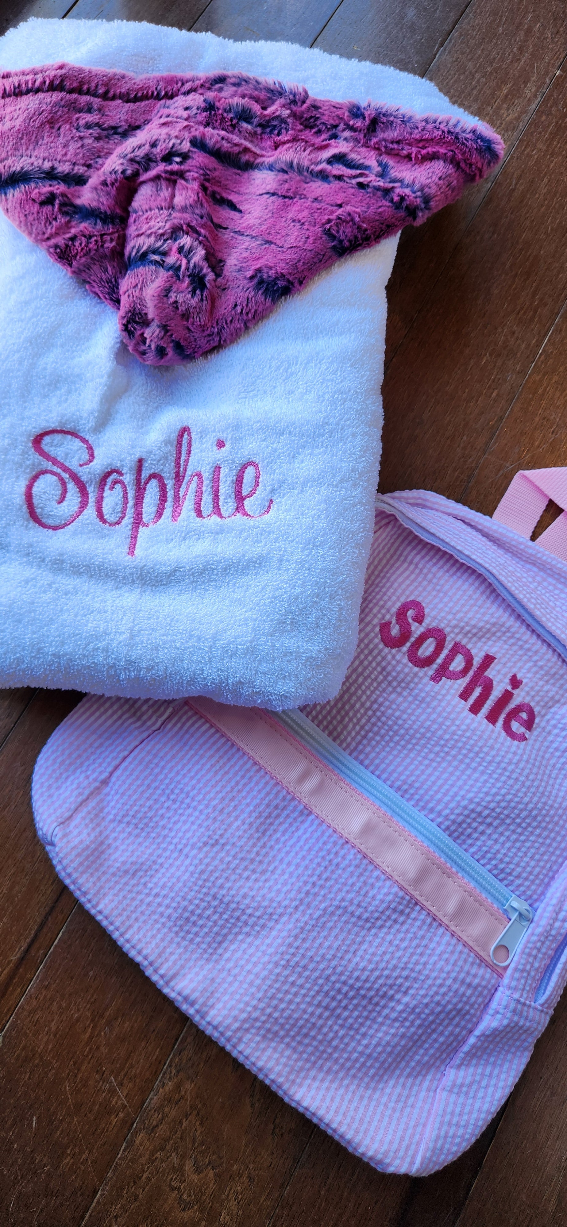 Mini Pink Seersucker Backpack