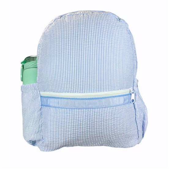 Light Blue Seersucker Backpack