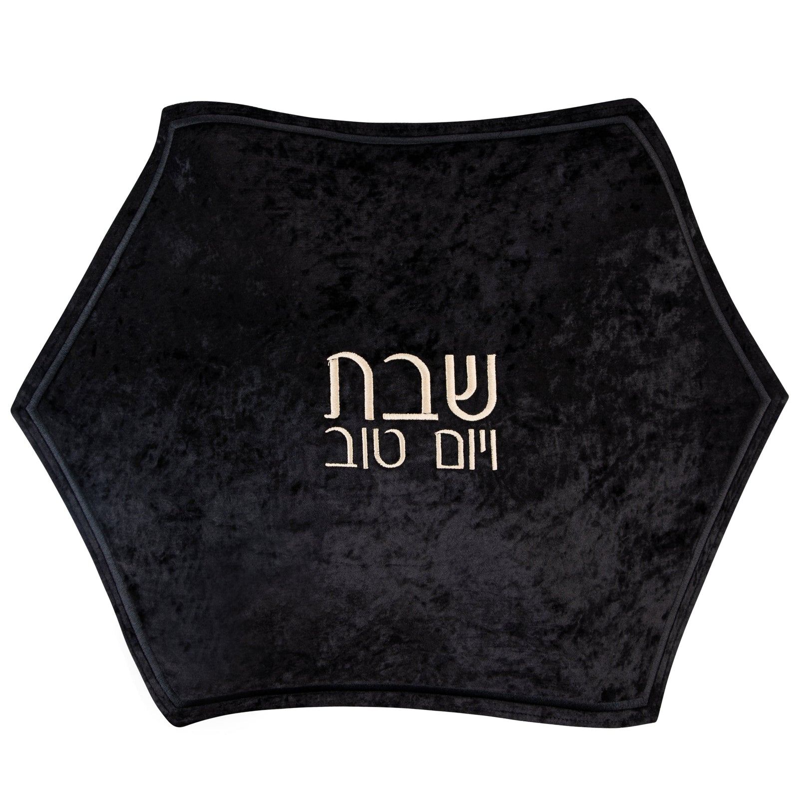 Crushed Velvet Hexagon Challah Cover Black & Gold