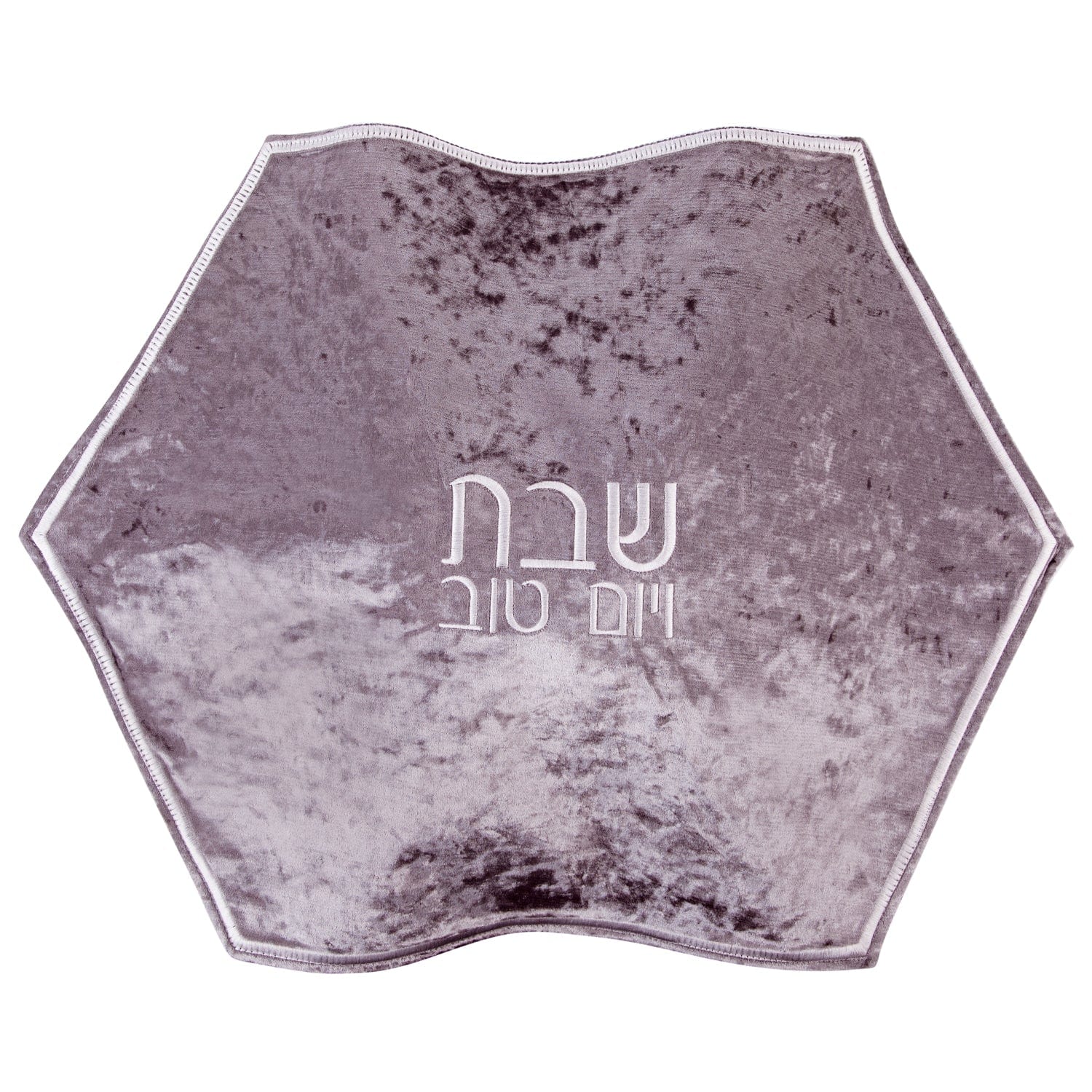 Crushed Velvet Hexagon Challah Cover Gray & White