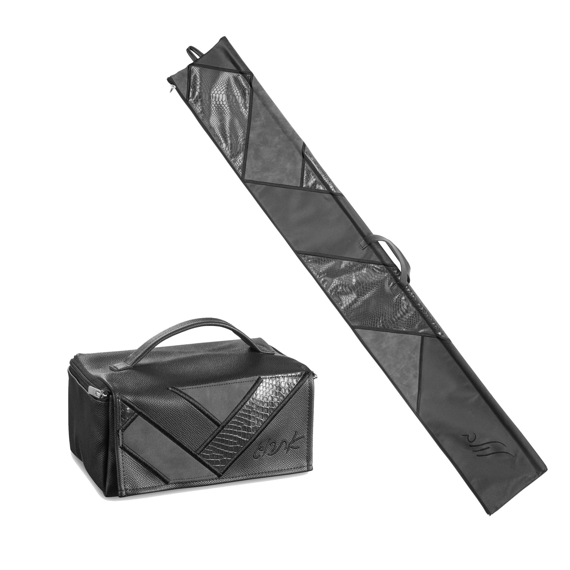 Black Patchwork Leather Esrog and Lulav Case