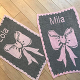 Name with Bow Stroller Blanket