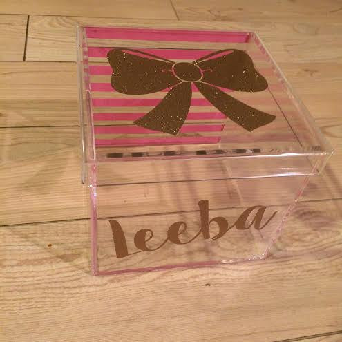 Gold Bow Lucite Box