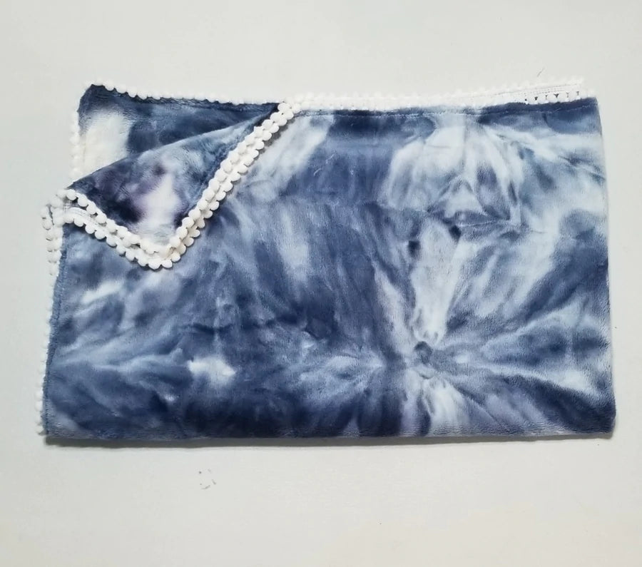 Velour Pom Navy Tiedye Swaddle