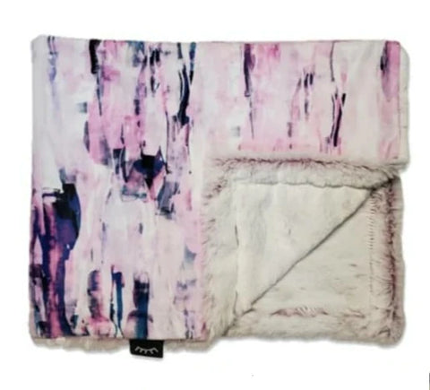 Abstract Pink and Purple Minky Blanket