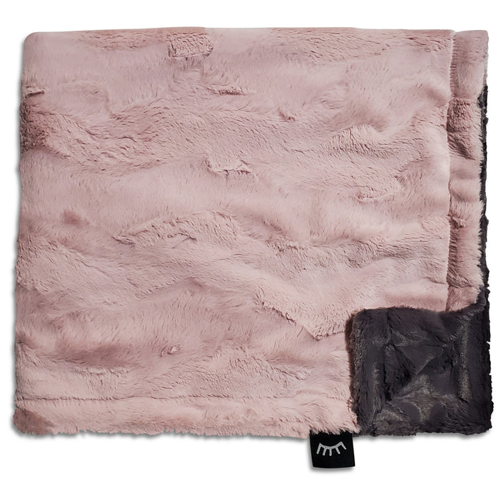 Cozy Blush Pink Gray Girls Minky Blanket