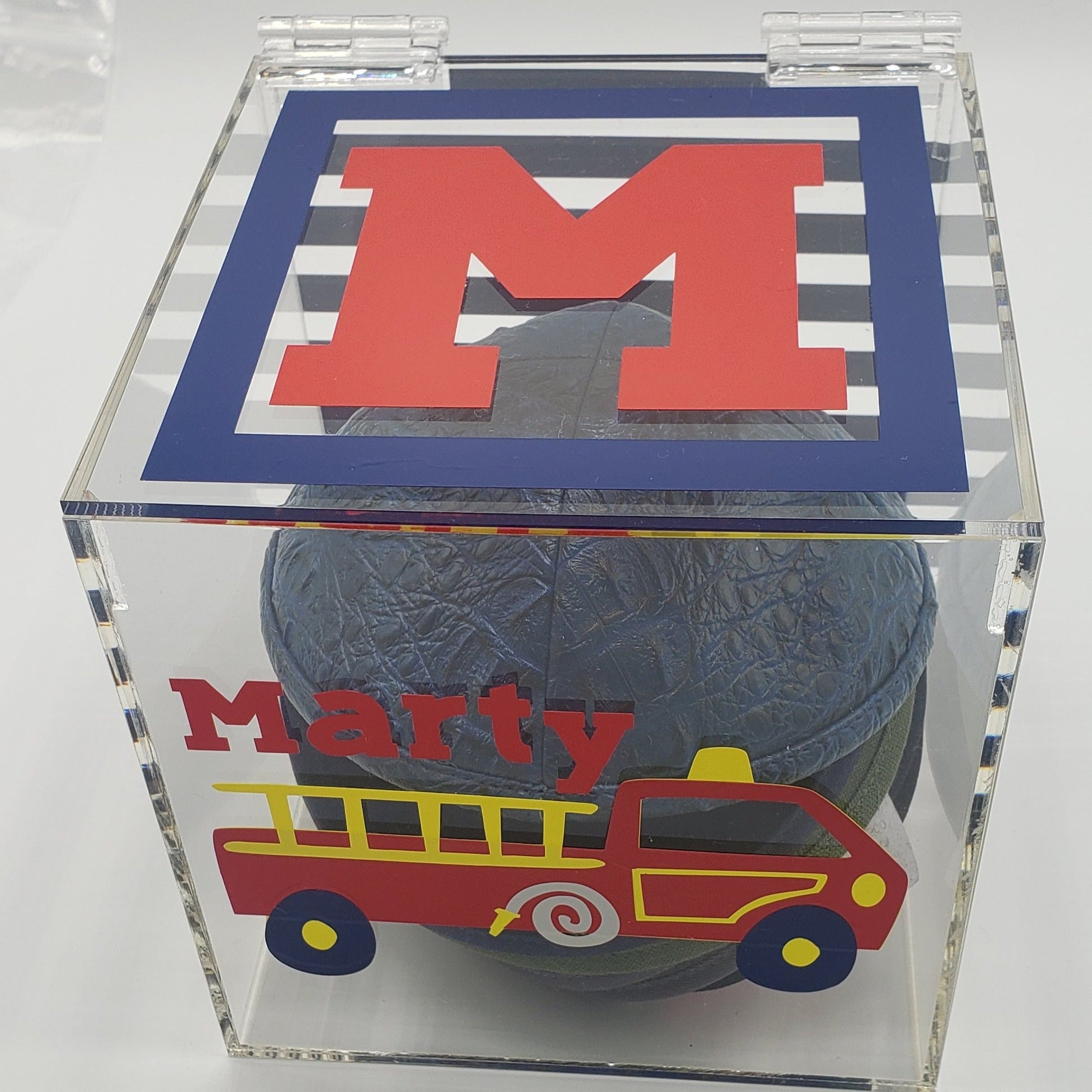 Firetruck and Initial Lucite Box