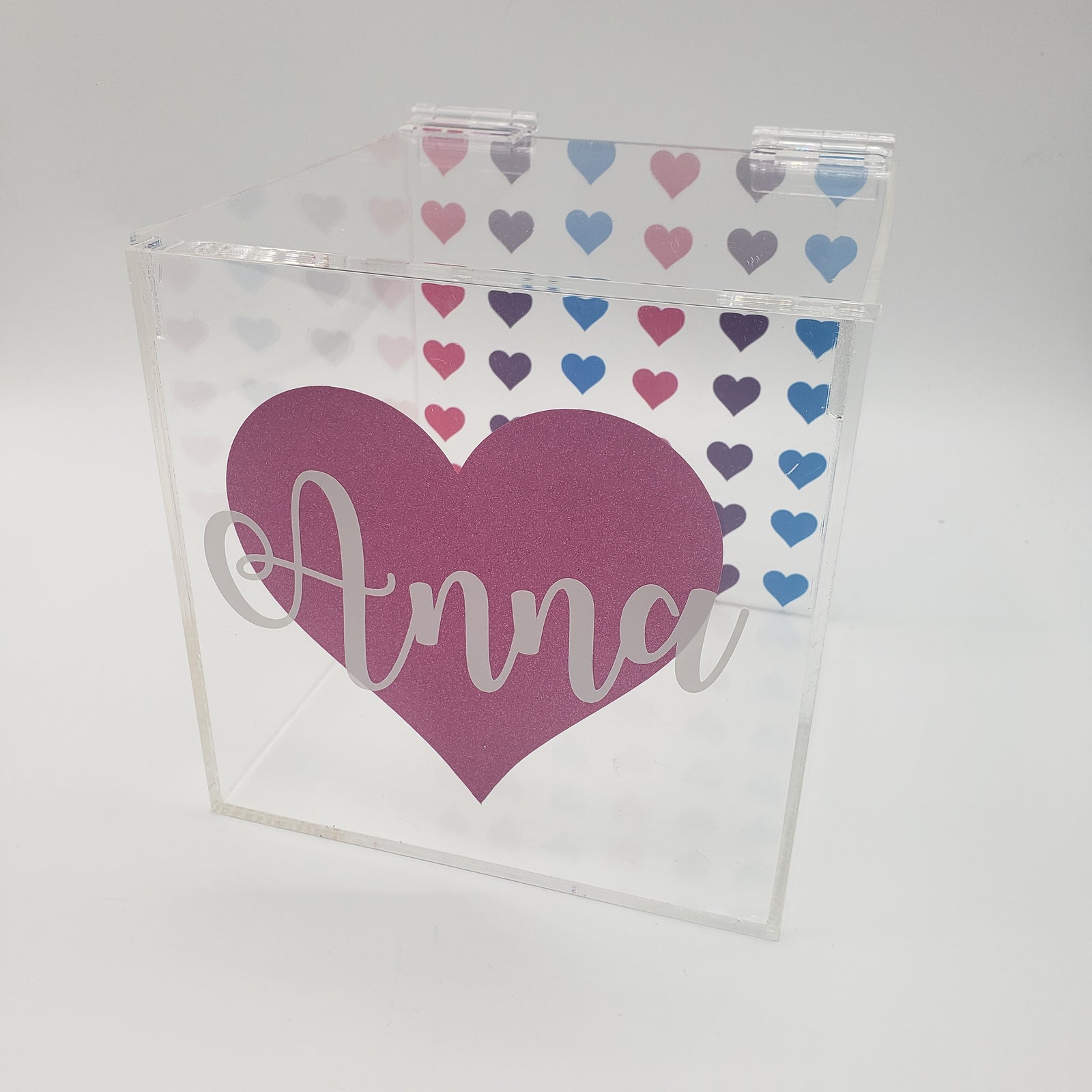 Multi-Color Heart Lucite Box