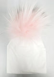 White and Light Pink Pompom Cotton Hat