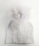 Light Grey Pompom Cotton Hat