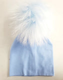 Baby Blue Pompom Cotton Hat