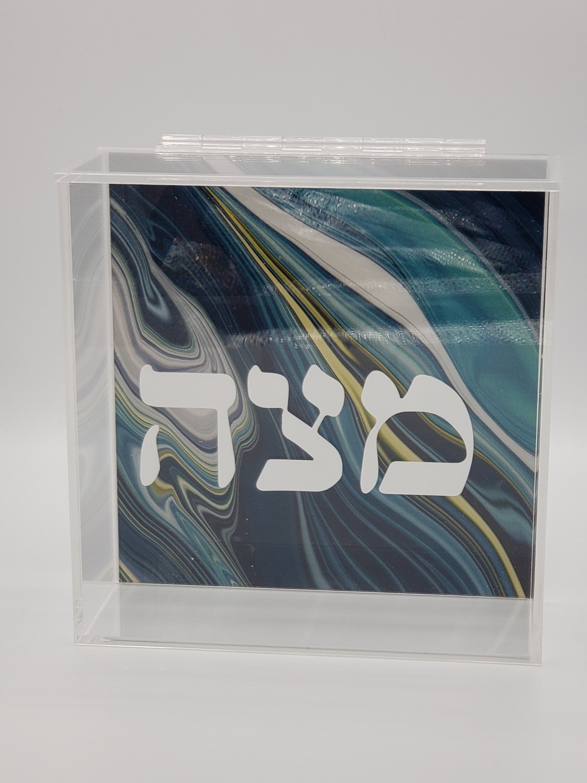 Turquoise Swirl Square Matzah Box