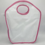 White and Hot Pink Vinyl Keyhole Bag