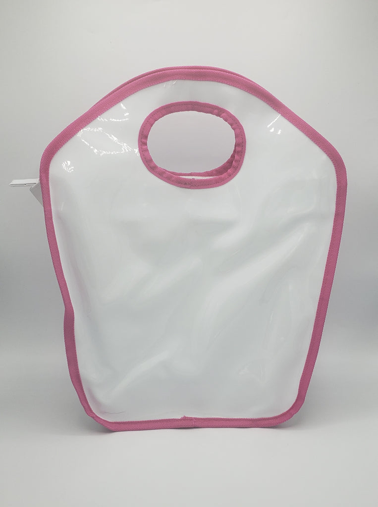 White and Hot Pink Vinyl Keyhole Bag