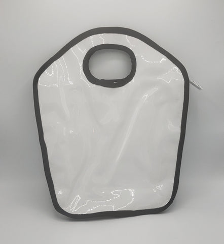 White and Black Vinyl Keyhole Bag