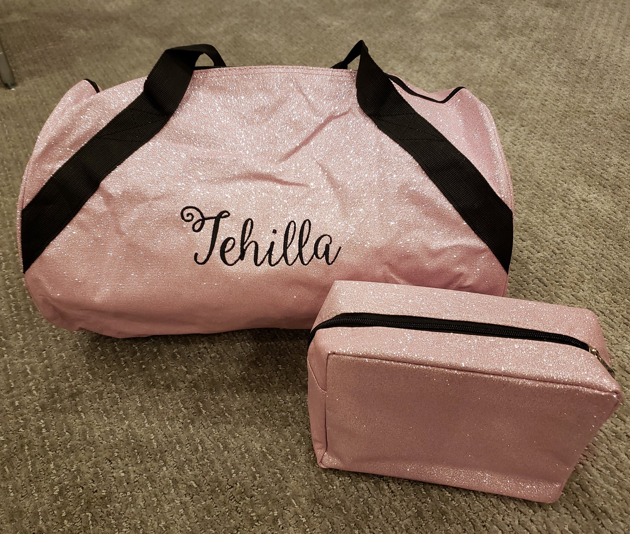 Light Pink Glitter Round Duffle Bag