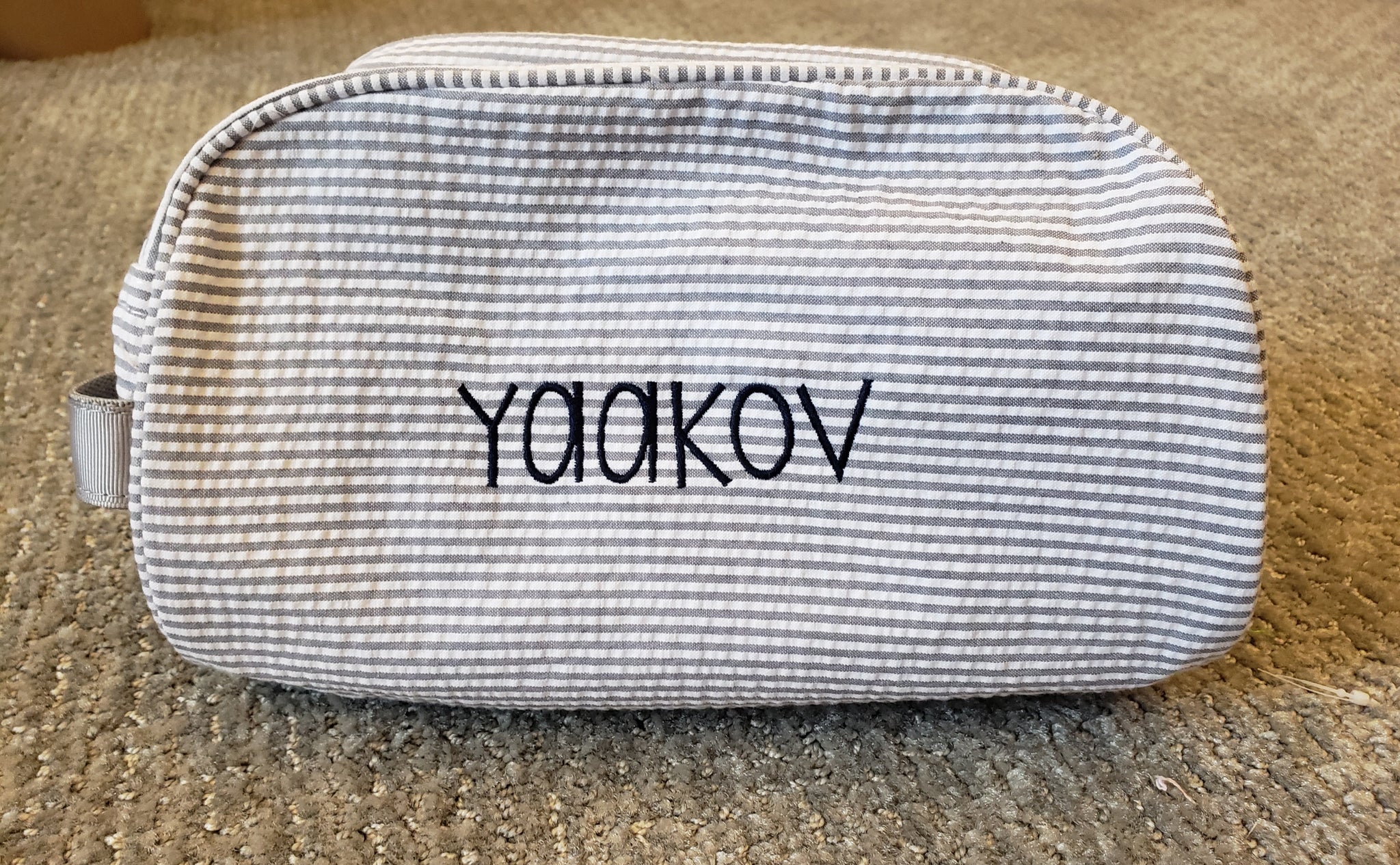 Gray Seersucker Toiletry Bag