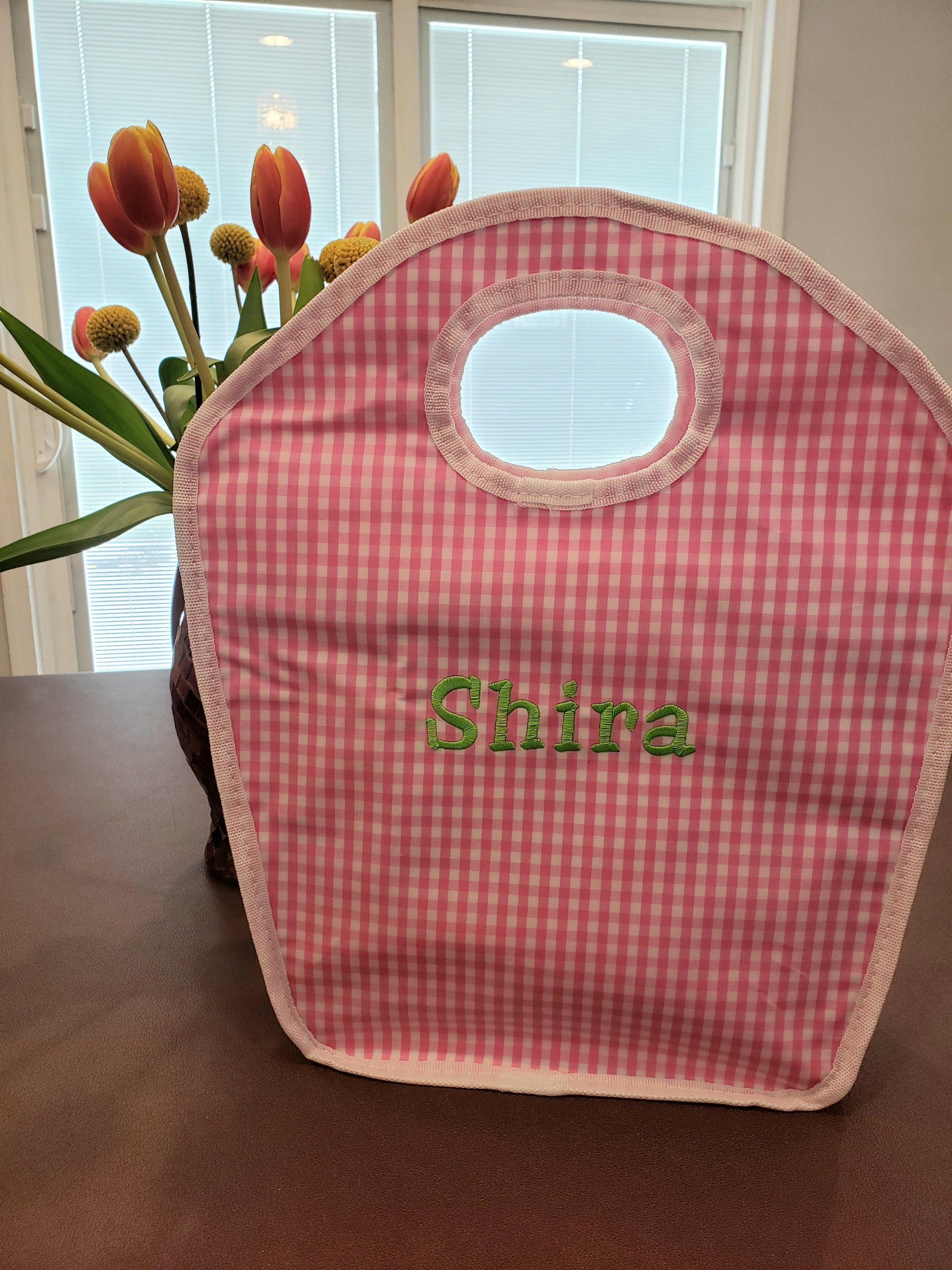 Hot Pink Gingham Vinyl Keyhole Bag