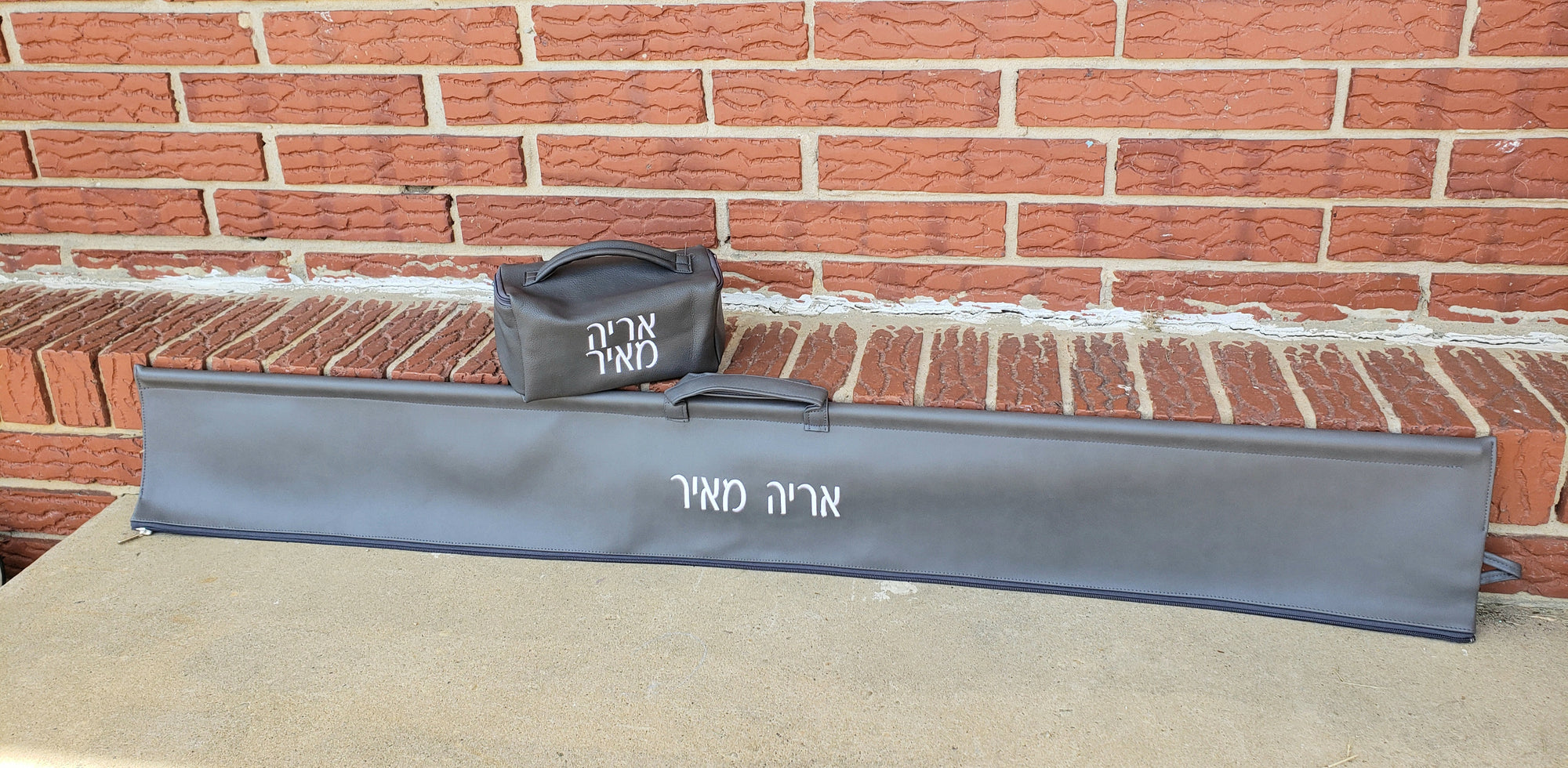 Smooth Gray Leather Lulav and Esrog Case