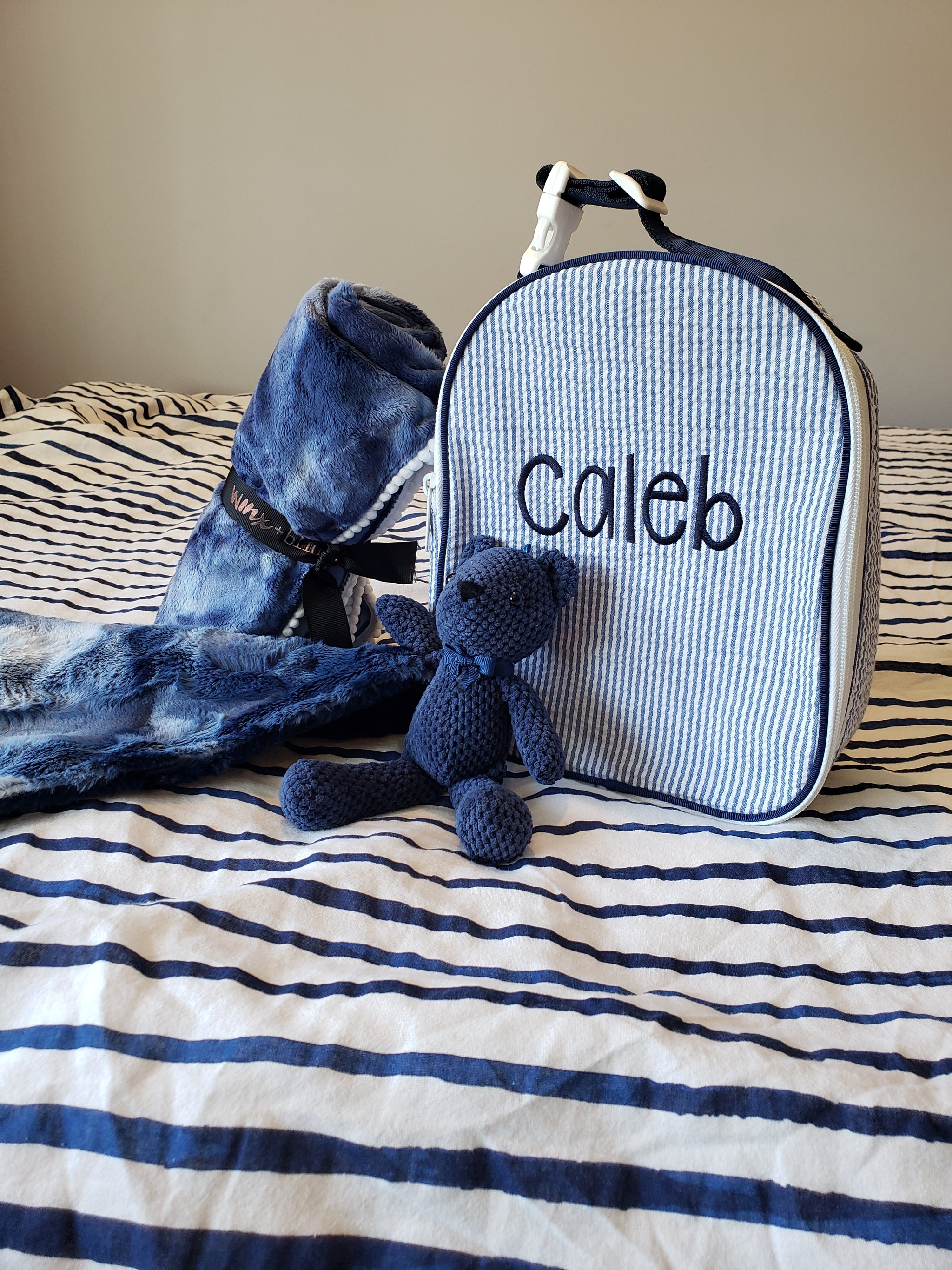 Velour Pom Navy Tiedye Swaddle