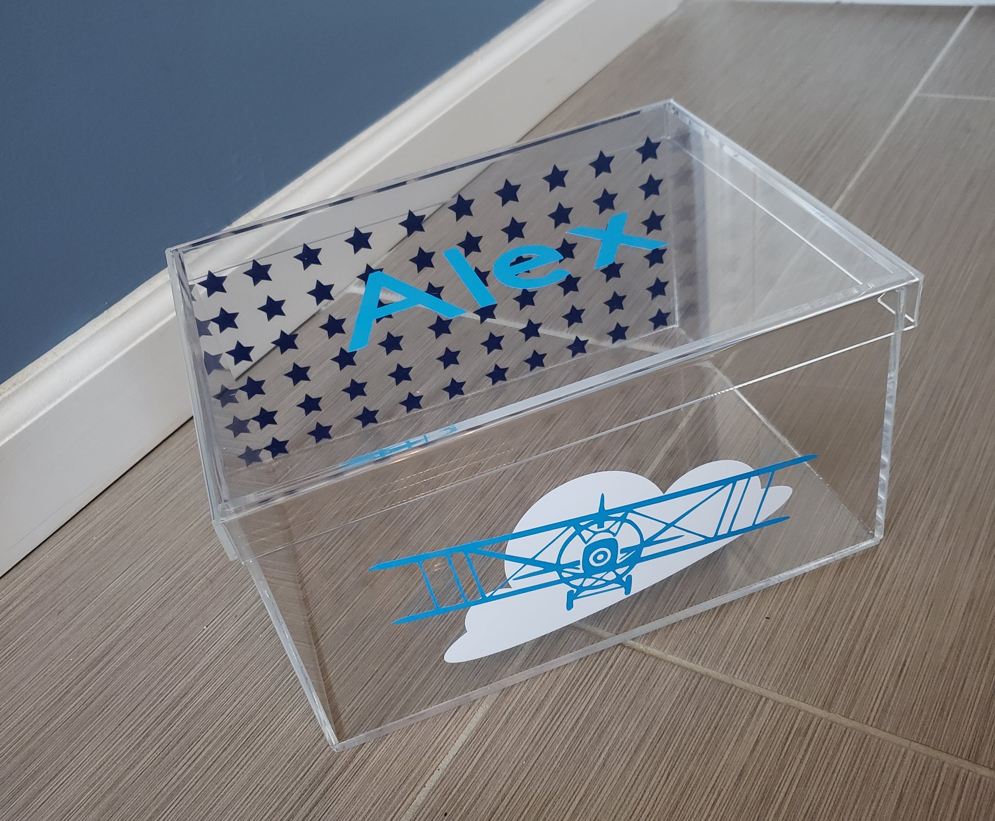 Airplane and Stars Lucite Box