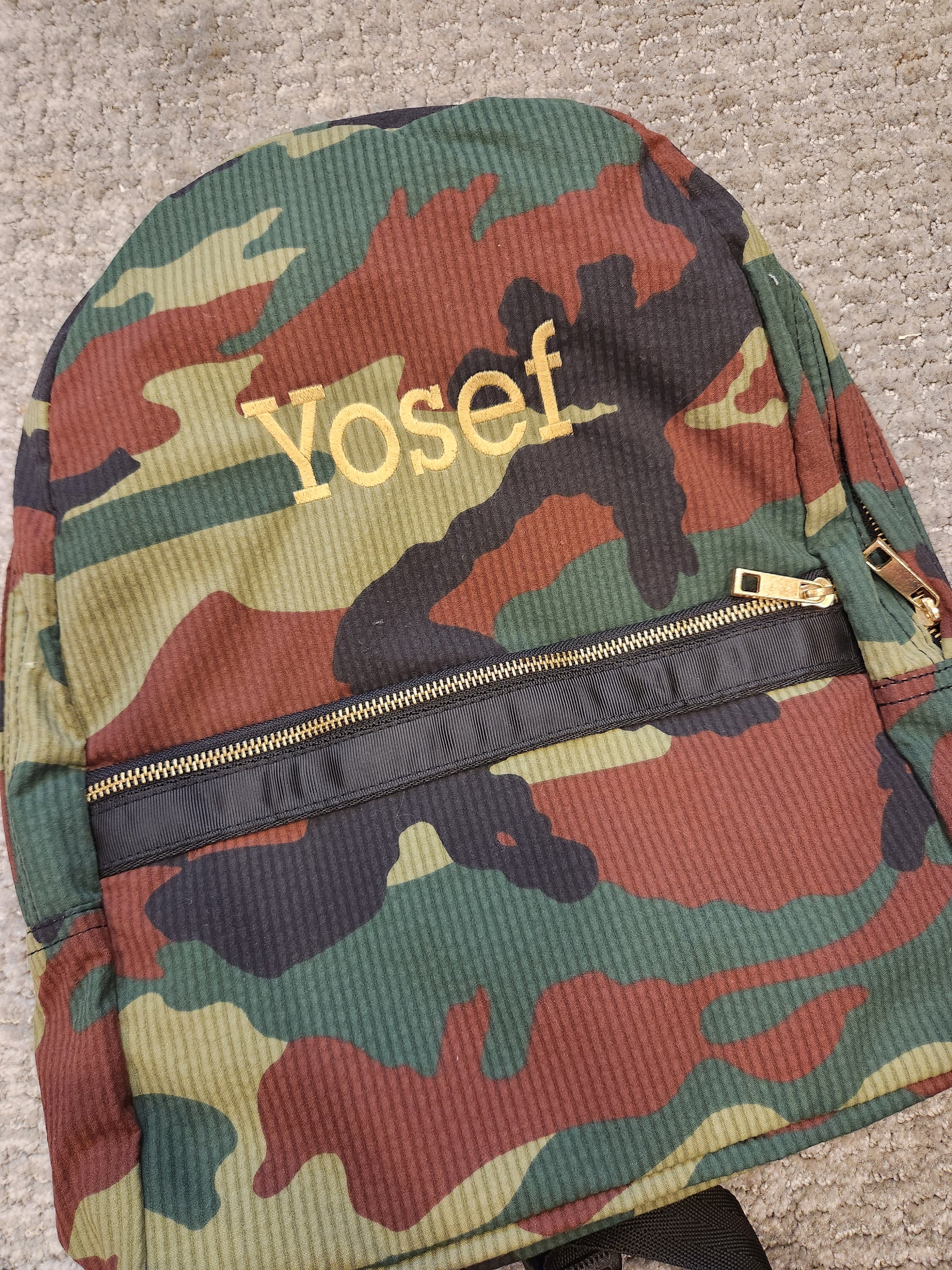 Woodland Camo Backpack w/ gold zipper