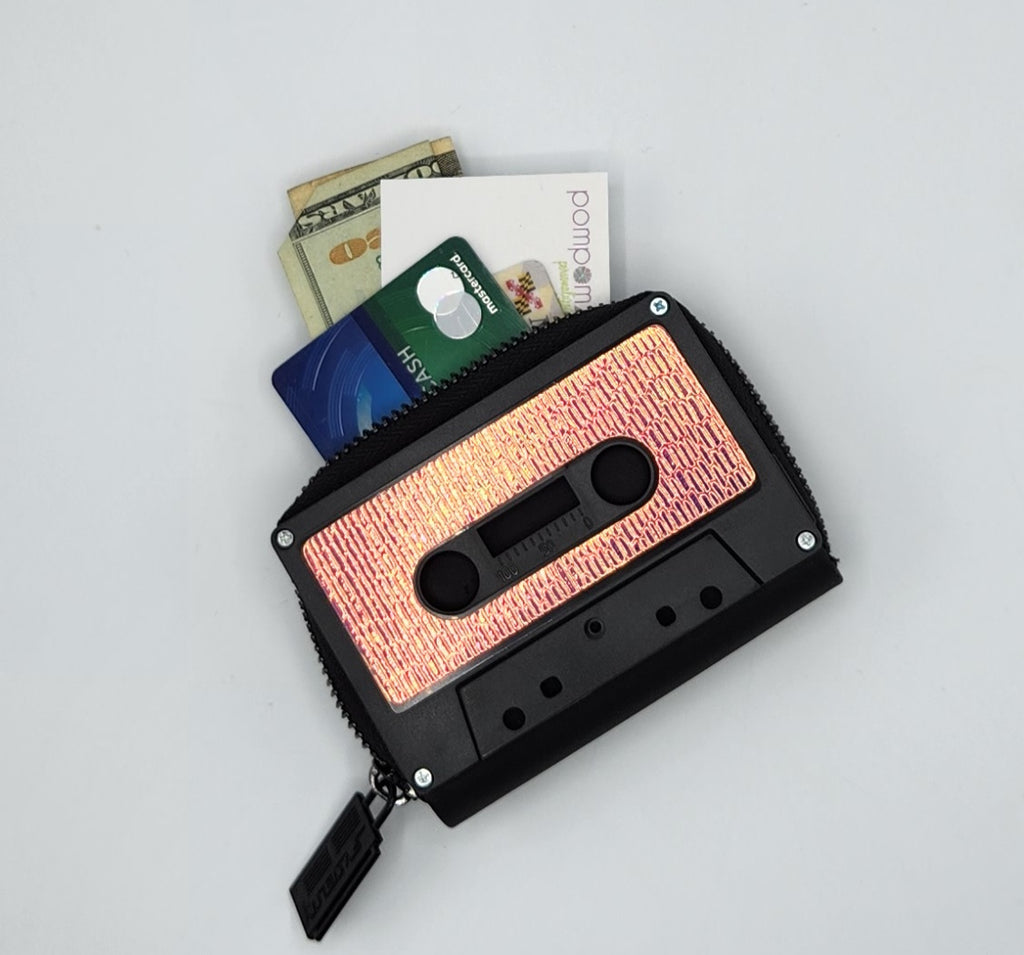 Black Iridescent Retro Cassette Wallet