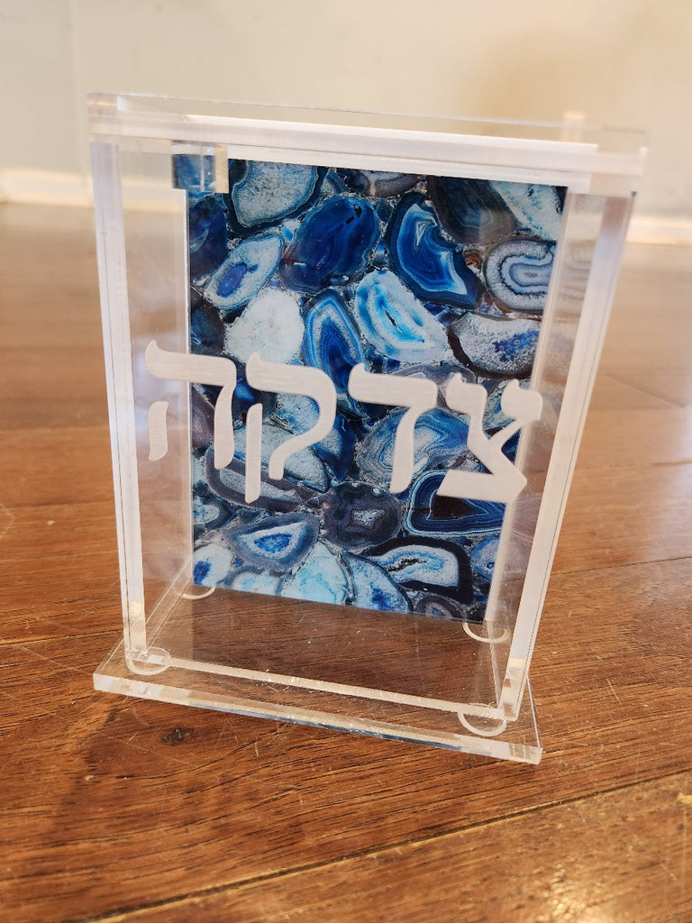 Blue Agate Tzedakah Box