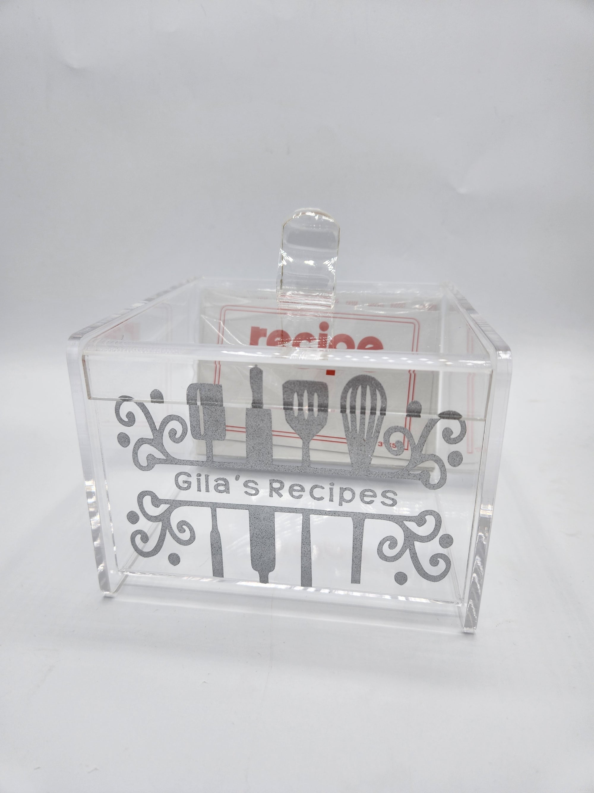 Double Depth Lucite Recipe Box