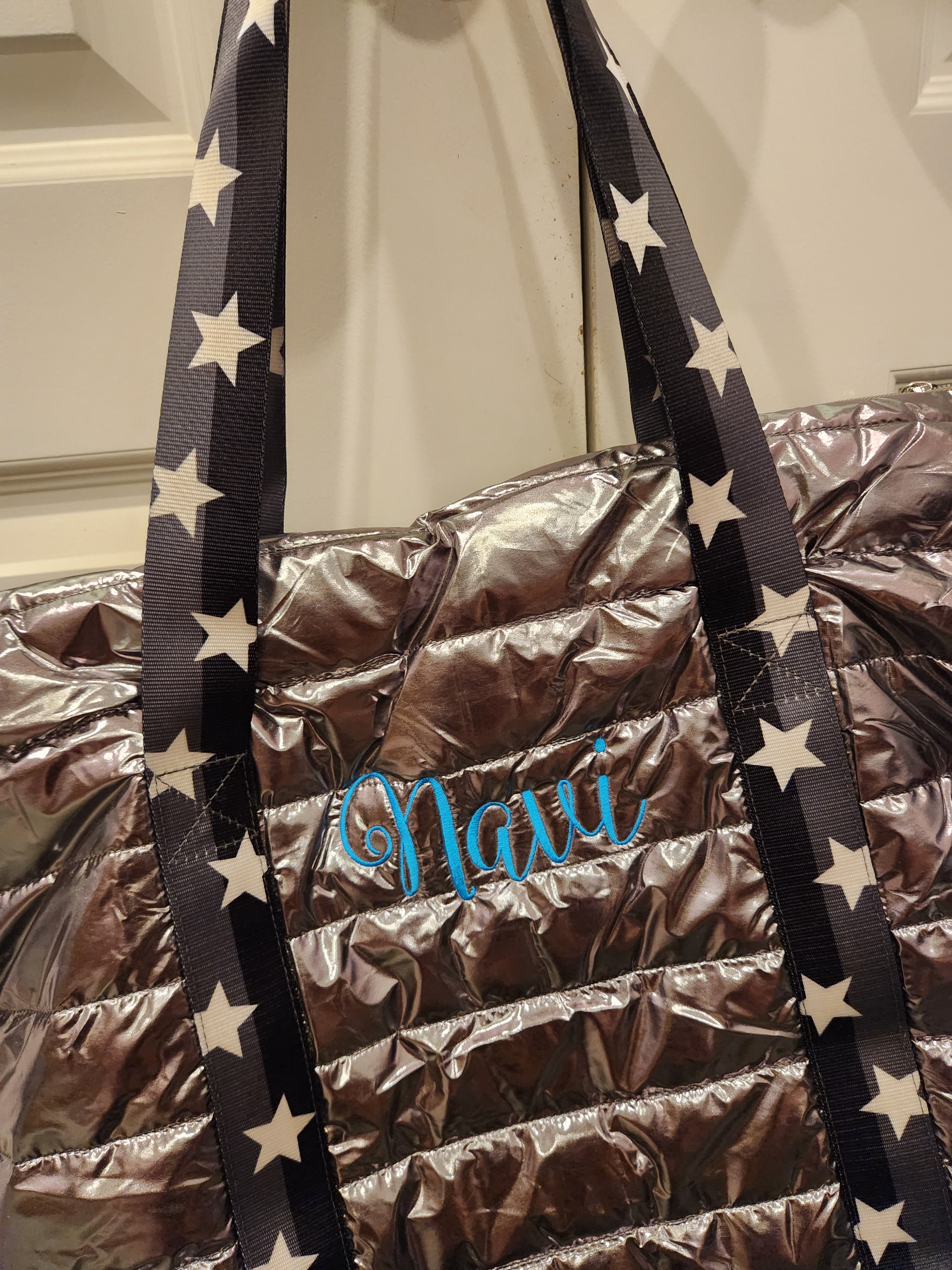 Gunmetal buy Puffer Tote Bag Star Straps Color gun metal