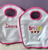 White and Hot Pink Vinyl Keyhole Bag
