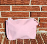 Powder Pink and Light Gray Vinyl Toiletry Pouch