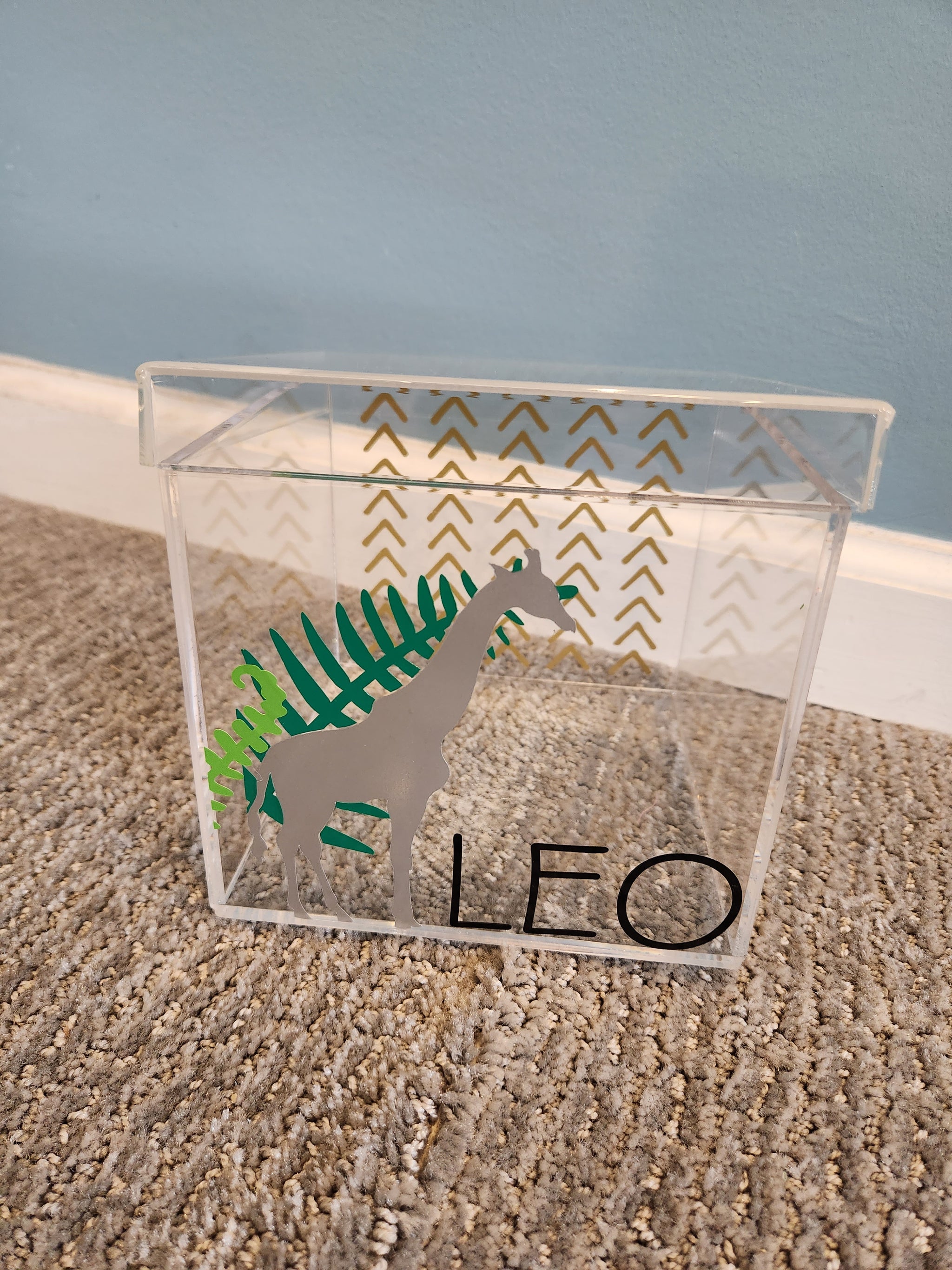 Neutral Giraffe Lucite Box