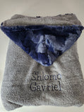 Navy and Gray Hooded Toddler Towel