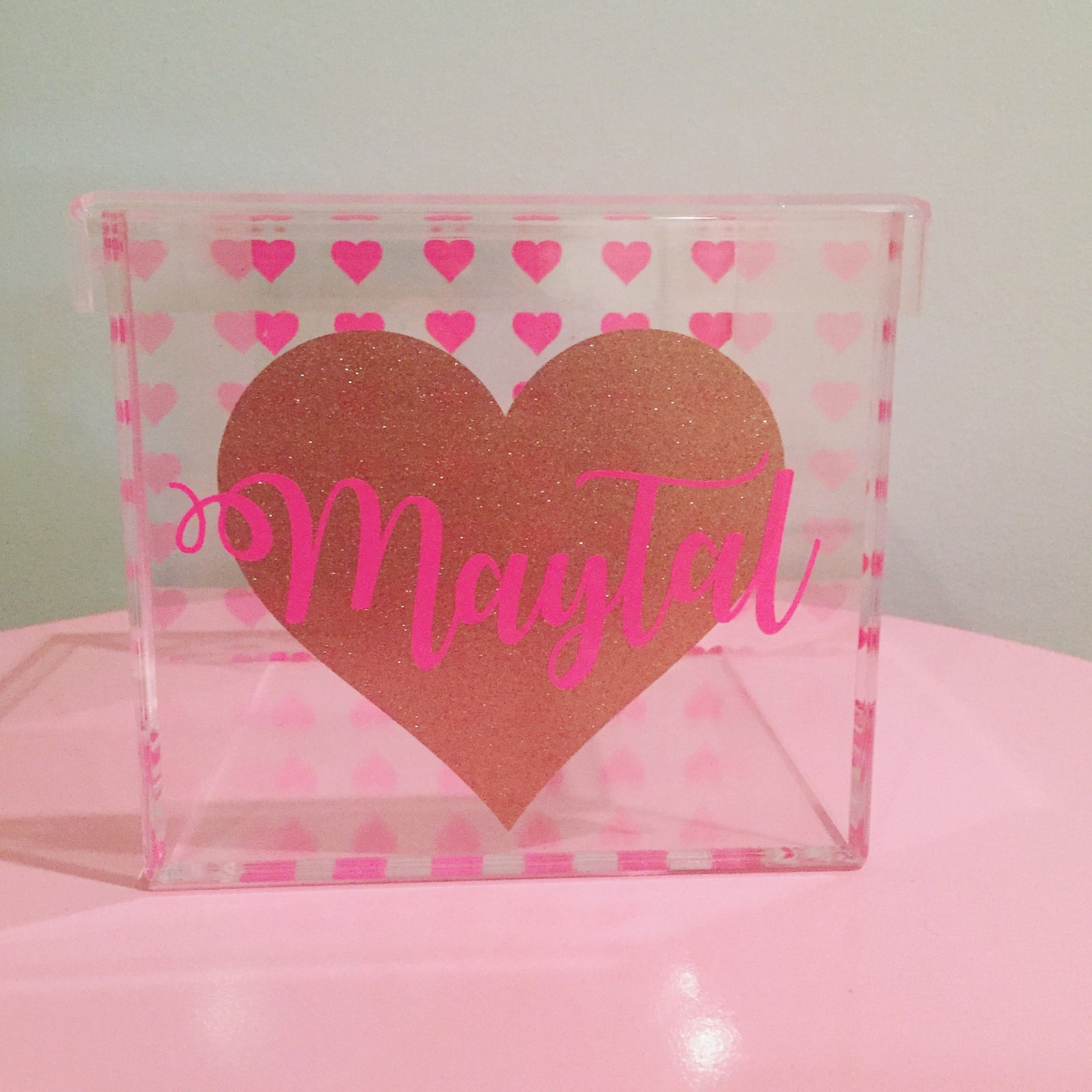 Hearts Lucite Box