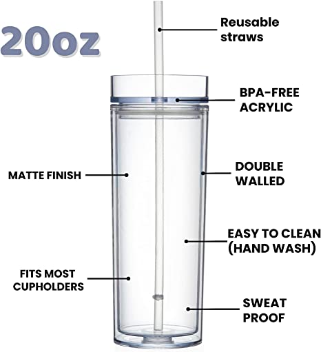 20 oz Skinny Lucite Tumbler