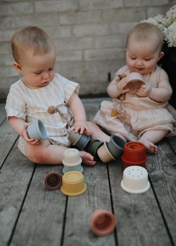 Mushie Stacking Toy Cups in Petal