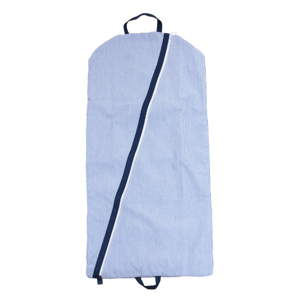 Navy Seersucker Garment Bag