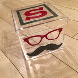 Glasses and Mustache Lucite Box