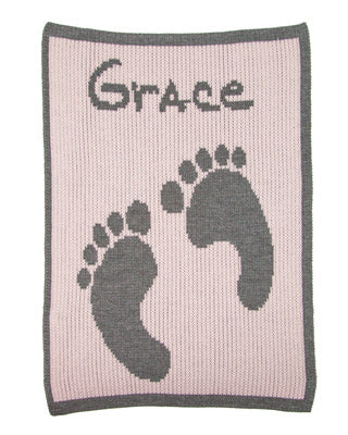 Baby Footprint & Name Stroller Blanket