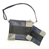 Blue and Black Leather/Gray Fur Tallis/Tefillin bag