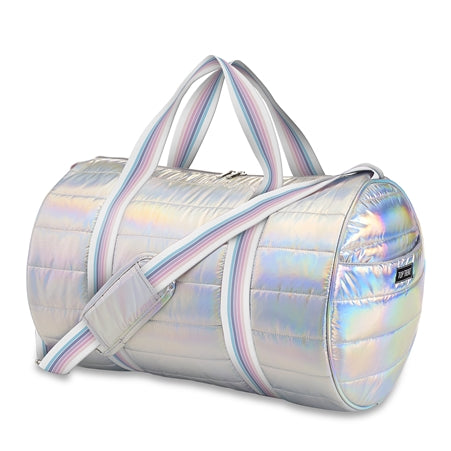 Iridescent Puffer Duffle Bag w/ Sunrise Straps