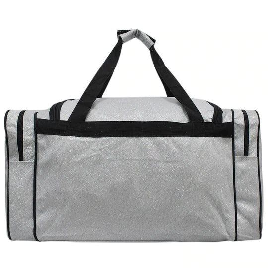 Silver Glitter Pocket Duffle Bag 23"