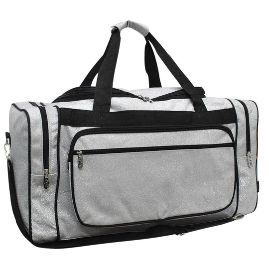 Silver Glitter Pocket Duffle Bag 23"